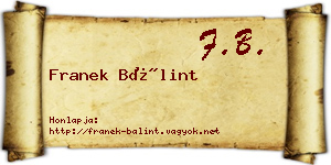 Franek Bálint névjegykártya