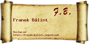 Franek Bálint névjegykártya